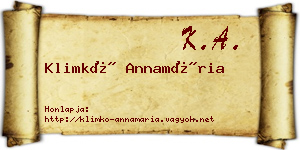 Klimkó Annamária névjegykártya